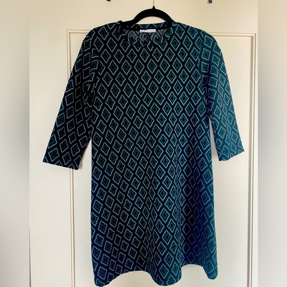 Zara Trafaluc geometric pattern mini shift dress